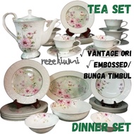 Bunga timbul🌸Full set VANTAGE EMBOSSED PRIMROSE F45 - set pinggan - set teko cawan - bunga timbul - 