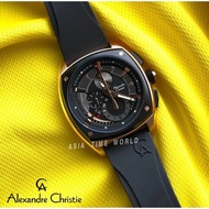 Alexandre Christie | AC 6591MCRBRBA Chronograph Men's Watch and Black Silicon Strap Embossed with AC Logo