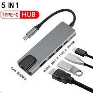 Hub Ethernet 5 in 1 4K USB 3.0 Dock for MacBook IPad Samsung S22 Dex Xiaomi 12 TV PS5 Type C To HDMI