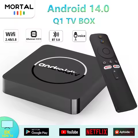 Mortal Q1 Smart TV Box Home Theater Android 14 Allwinner H313 Quad Core 5G WIFI 2G16G Bluetooth Supp