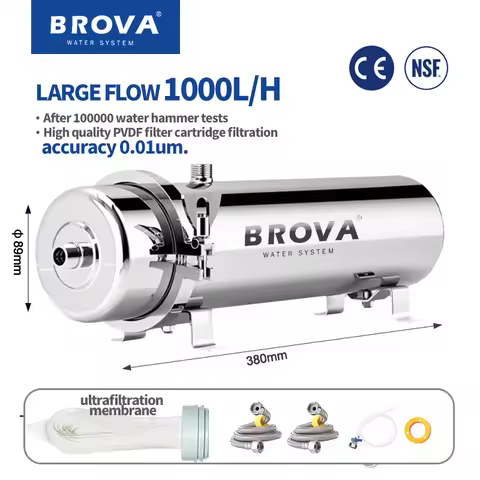 BORVA Whole House High Flow UF Water Purifier 0.01μm Stainless Steel Mineral Filter with Washable Re