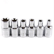 <BUTO> 6pcs 1/4 Inch  for Torx Star Female Bit E Socket Set E4 E5 E6 E7 E8 E10 Hand Tools