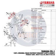 YAMAHA PG1 PG-1 100% ORIGINAL REAR FOOTREST BRACKET FOOTSTEP BELAKANG TAPAK PIJAK BKW-F7432-00 BKW-F