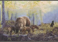 Dundee Deco DDAZBD9026 Peel and Stick Wallpaper Border - Nature Brown, Black Bears in The Forest Wal