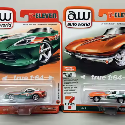 Auto World 1:64 7-eleven Exclusive Dodge Chevrolet Die-cast Car Model