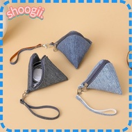 SHOOGEL Triangle Coin Purse, Mini Portable Coin Change Wallet, Canvas with Lanyard Small Storage Bag