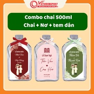[10 BOTTLES - 500ml] 500ml flat bottle for wedding decoration, 500ml water bottle for wedding decora