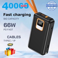 [SG] 100% 40000mAh powerbank fast charging Original With 2 cable Portable charger PD 66W power bank 