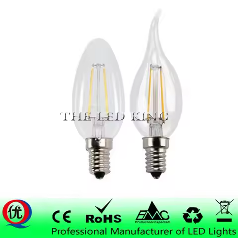 E14 LED Filament C35 Lamp C35L Dimmable Glass Candle Bulb 220V 4W 8W 12W Replace 20W 40W 60W Halogen