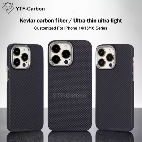 YTF Carbon Fiber Magnetic Phone Case for IPhone 14/14 Pro Max Aramid Carbon Fiber Case Ultra-Thin Co