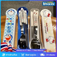 3-Piece Cutlery Set (Spoon, Fork, Chopsticks), Kitty Cutlery Set, Portable Cutlery Set, Cutlery for 
