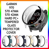 Garmin Forerunner 570 42mm/570 47mm/970 Hard PC With Tempered Glass Full Coverage Protector Cover