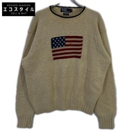 Polo Ralph Lauren 象牙色美國國旗刺繡棉質針織上衣，L 碼 [二手]