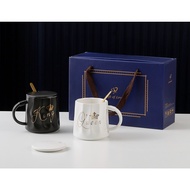 Popular Crown Pattern Ceramic Cup Couple Cup Coffee Cup Set Gift Double Cup Premium Set Gift Box