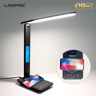 LAOPAO 10W QI Wireless Charging LED Desk Lamp With Calendar Temperature Alarm Clock Eye Protect Study Business Light Tab
