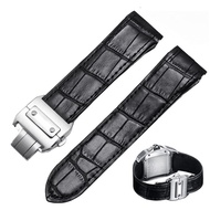 สายนาฬิกาหนังคุณภาพสูงเหมาะสำหรับ Cartier Santos Strap Santos 100 Men 'S And Women 'S Folding Buckle Strap 20Mm 23Mm♢L111