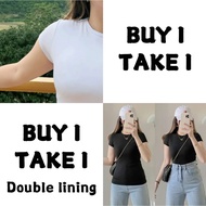 BUY 1 TAKE 1 Top sell Basic Double Lining Full Length Round Neck Shirt Body Fitted Plain Top