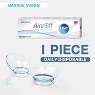 (1 PIECE) Maxvue Airsoft Daily Disposable Loose Piece Clear Lens 1 Day Use Contact Lenses