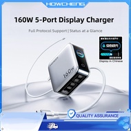 UGREEN Nexode 160W GaN Charger, 5-Port Multi-Screen Display Charging Station with 4C1A, Full Protoco