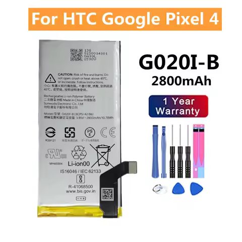 G020I-B Replacement Battery For HTC Google Pixel4 Pixel 4 Mobile Phone Bateria Battery 2800mAh + Too