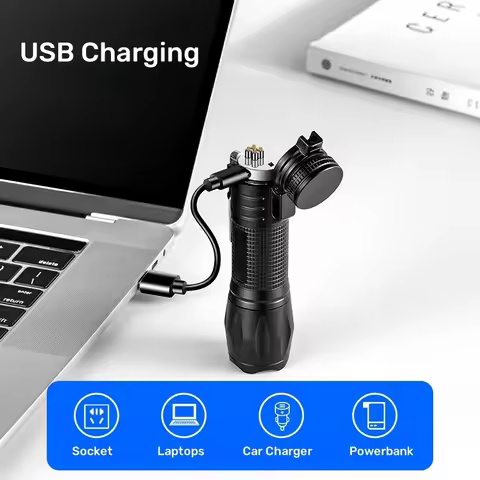 Multifunctional USB Flashlight Lighter Earthquake Lighter Lifesaving Kit Mountain Climbing Necessary