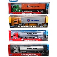 WELLY 1-32 VOLVO FH SCANIA R470 CONTAINER TRUCK TRACTOR TRAILER Oil Tanker Tugas Berat Truk