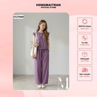 MeiMei Women's Clothing Polka Dot Shirt with Mussel Sleeves and Polka Dot Pants ST27949