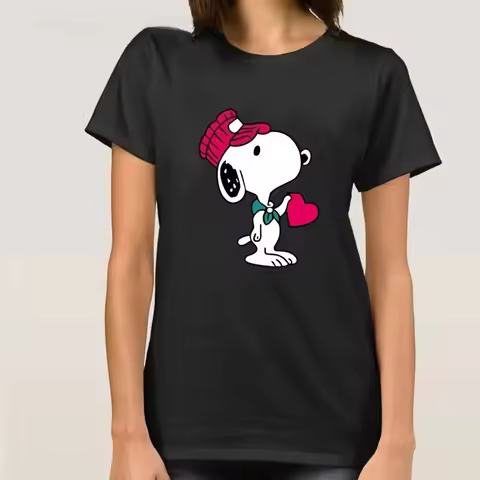 Cute Snoopy T-shirt Women's Cartoon Bird Pattern Casual T-shirt Short Sleeve Women's Top Harajuku Re