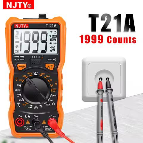 NJTY T21A T21B T21C T21D T21E Handheld Digital Multimeter 6000 Counts True RMS Auto Range NCV AC DC 