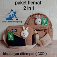 Satu set tas bayi dan gendongan bayi boneka ( 2 in 1 ) satu set tas bayi dan gendongan bayi samping 