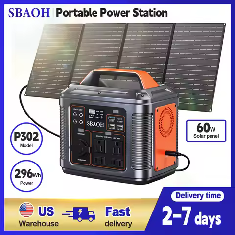 300W Portable Power Station, 296Wh 80000mAh Camping Solar Generator, Emergency Lithium Battery Outag