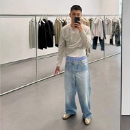 Acne studio 3D Printed Double Waist Stitching Loose Jeans