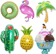 38" Beach Balloons Arch kit Coconut Tree Beach Party Balloon Kit Party Supplies Flamingo Ice Cream Green Donuts Pineapple Cactus Summer Balloons Set for Pool Party Birthday Party Decorations 6PCS