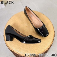 G7388-22 Sqaure toe black school shoes for women glossy leather elegant design 2 inch