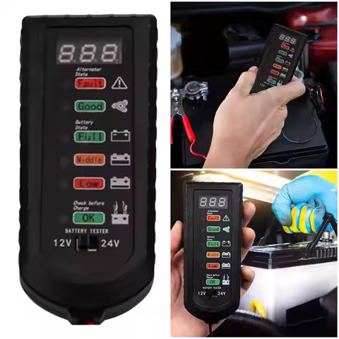 12V 24V Car Battery Tester Motorcycle Battery Tester Checker Portable Digital Car Motorcycle Battery