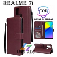 CASE FLIP REALME 7i LEATHER CASE PREMIUM-FLIP WALLET CASE LEATHER FOR REALME 7i - CASE WALLET FLIP