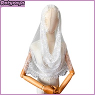 Bride Lace Veil See-through Lace Thin Mantilla Floral Embroidery Pure Color Holy Traditional Vintage