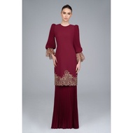 Malai Kurung Rizmanruzaini. Baju kurung lace, kurung modern Maroon.Baju kurung pleated.baju kurung m