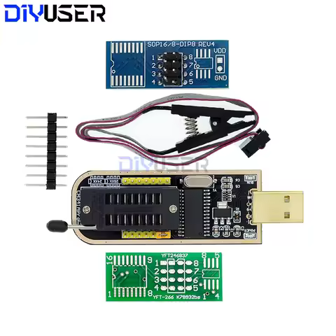 CH341A CH341B 24 25 Series EEPROM Flash BIOS USB CH341B Programmer Module SOP8 Test Clip For EEPROM