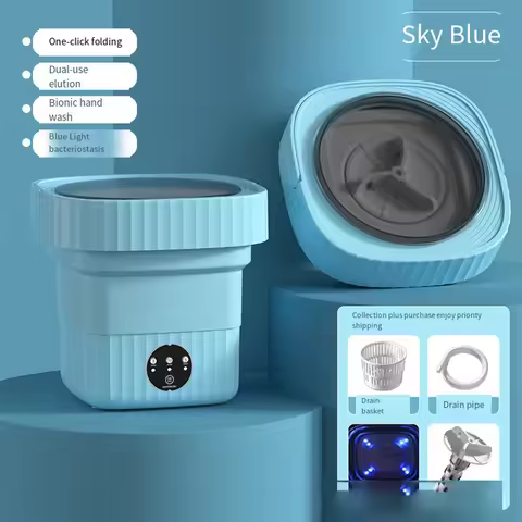 6L 11L Folding Portable Washing Machine with Spin Dryer for Clothes Travel Home Ultrasonic Underwear