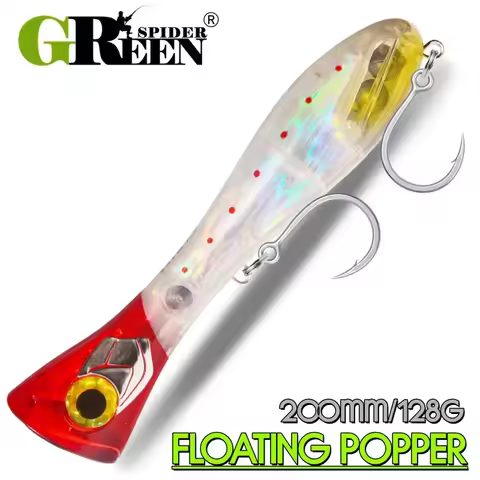 GRS 200mm 128g Popper Fishing Lure Topwater Popper Artificial Hard Bait 5X Hooks for Heavy Sea GT Tu