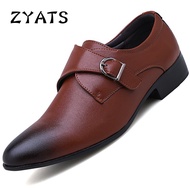 ZYATS Men's New Business Leather Shoes Breathable Fashion Formal Shoes Large Size 39-48
