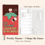 P-CUTE 88 Pages Undated Weekly Planner Hardcover Journal Two Pages Per Week To-Do List Notebook Effi