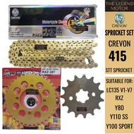 LAGENDA115 Z ZR LAGENDA 115 SRL 415 CREVON RACING CHAIN RANTAI GOLD EMAS STT SPROCKET SPOCKET SPOKET