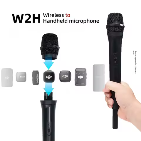 Make Your Wireless Mic Look Like a Pro Handheld - W2H Converter + 2M Boom Stand, Fits DJI/MOMA
