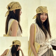 Big Woman Yellow Fish Print Headscarf Fashion Street y2k Square Multifunctional Silk Scarf Scarf Hea