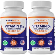 Vitamatic 2 Pack Vitamin D3 50,000 IU (as Cholecalciferol), Once Weekly Dose, 1250 mcg, 60 Veggie Ca