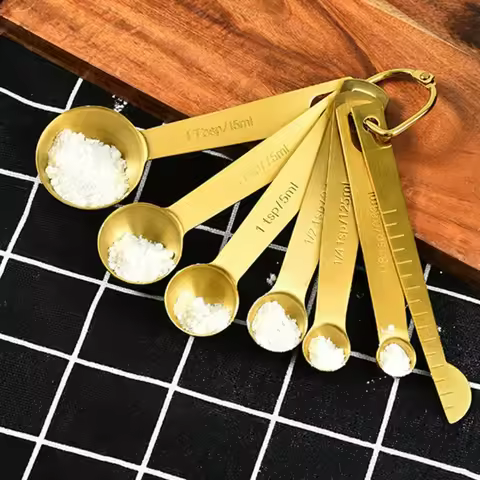 Gold Tea and Coffee Stainless Steel Measuring Cup Set Useful for Cozinha-Kitchen Cooking- 1/4 tsp, 1