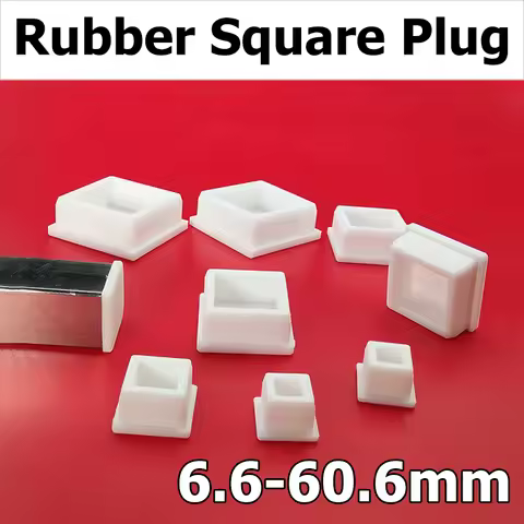 White Square Silicone Rubber End Caps 6.6mm~60.6mm T Type Blanking Plug Tube Seal Stopper Square Sea