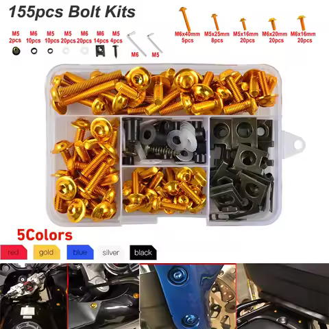 155PCS Fairing Bolt Kit Body Screws For Yamaha YZF R1M R1S R125 R15 R25 YZF750R FZ1 FZ1S Motorcycle 